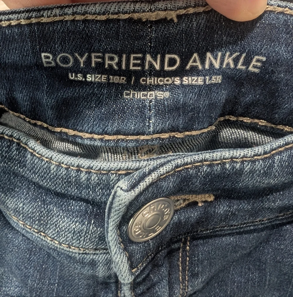 Chico's Dark Wash Boyfriend Jeans size 10 - Picture 2 of 4